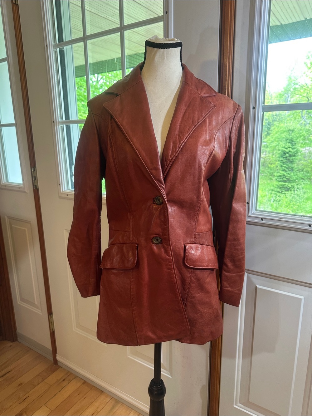 Vintage Rust Leather Blazer Jacket